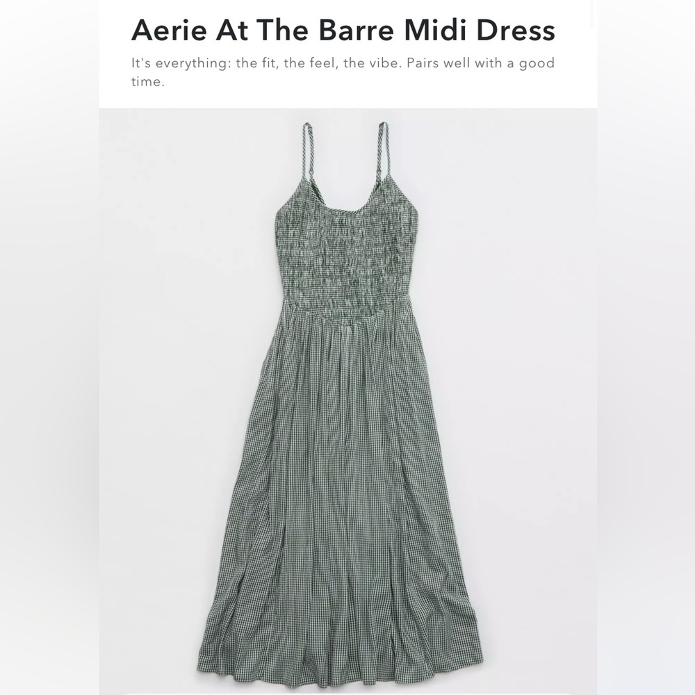 Aerie Green Checkered Maxi Dress